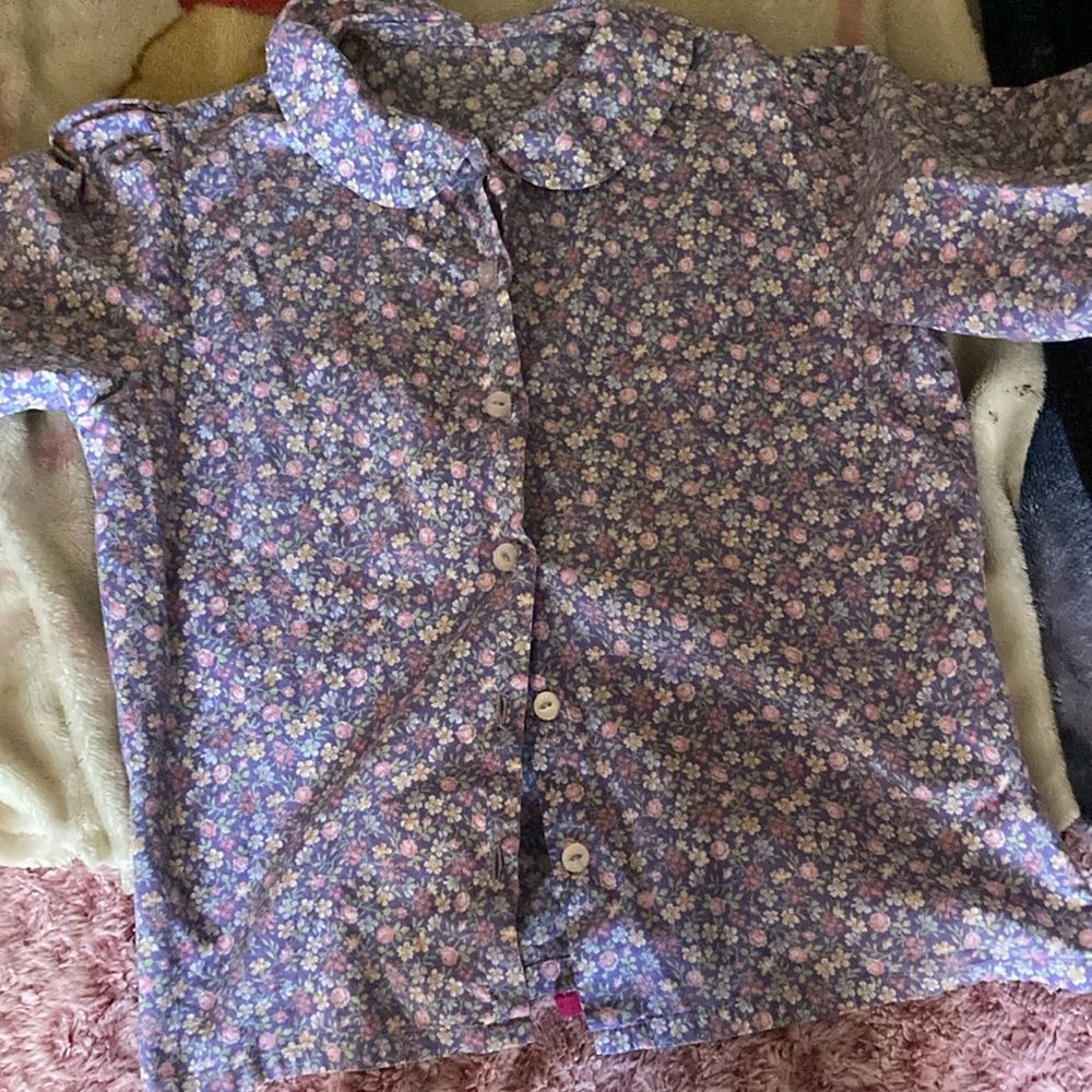 Purple floral button up with cute collar